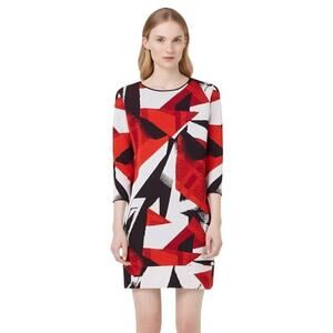 COS Sweater Dress Size XS Knit Jacquard Red Black Abstract Minimalist Artsy